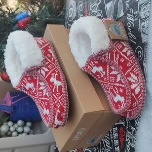 Women's Red and White Slippers